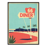 66 Diner - Póster 21x30 con Marco Negro