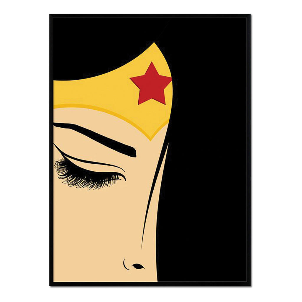 Wonder Woman Primer Plano - Póster 50x70 con Marco Negro